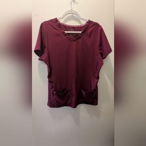 Heartsoul Burgundy Scrub Top